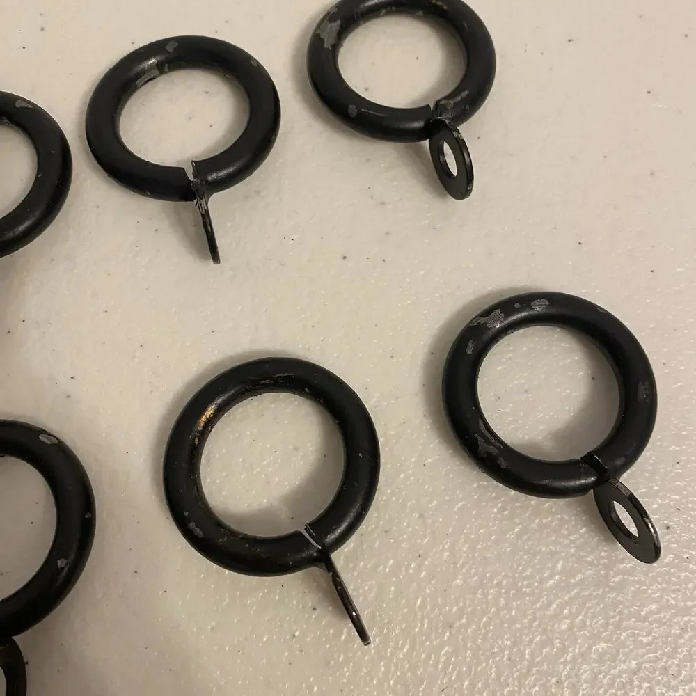 SET of 18 Heavy Duty Metal Black Curtain O- Rings Vintage 1.05”